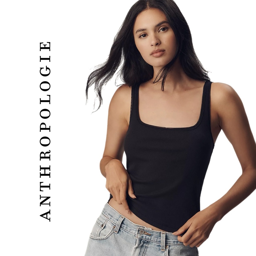 Anthropologie Pilcro Mesh-Trim Tank Top